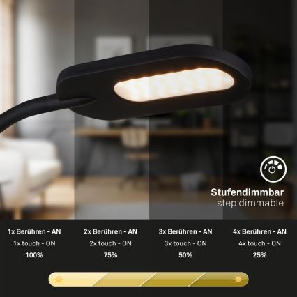 Lampă LED flexibilă dimabilă de perete Briloner 2177015 LED/6W/230V negru