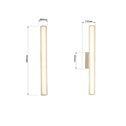 Iluminare LED pentru oglindă de baie LINEA, 8W, 230V, 3000/4000/6000K, IP44, 45 cm, crom mat