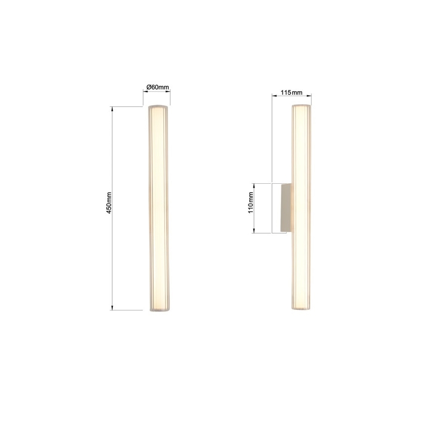 Iluminare LED pentru oglindă de baie LINEA, 8W, 230V, 3000/4000/6000K, IP44, 45 cm, crom mat