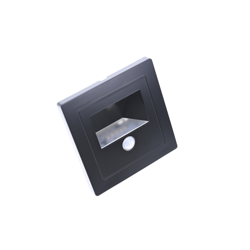 Lampă LED pentru scări cu senzor de mișcare și de amurg LED/3W/230V 6000K negru
