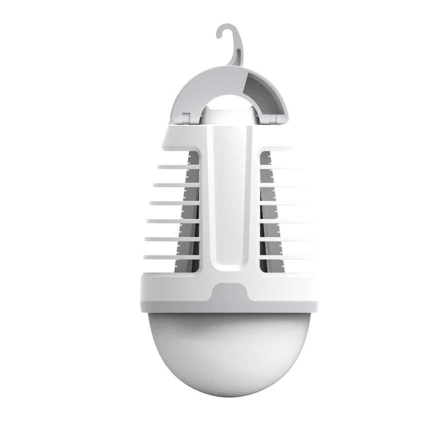 Lampă portabilă LED reîncărcabilă cu capcană pentru insecte LED/5W/1800 mAh IPX4 alb/gri