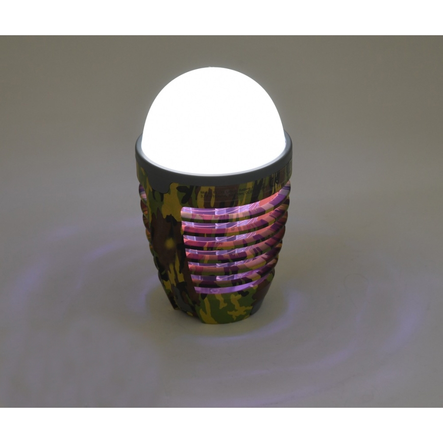 Lampă LED portabilă reîncărcabilă cu capcană pentru insecte LED/2W/3,7V 1800 mAh IPX4 camuflaj