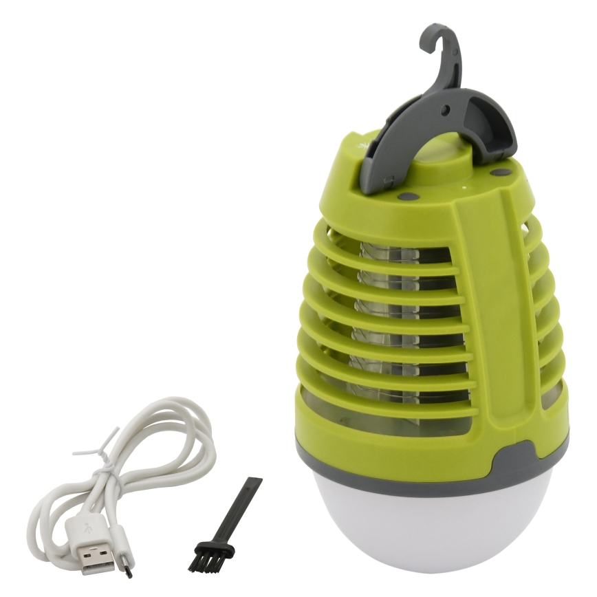 Lampă LED portabilă reîncărcabilă cu capcană pentru insecte LED/2W/3,7V 1800 mAh IPX4 verde
