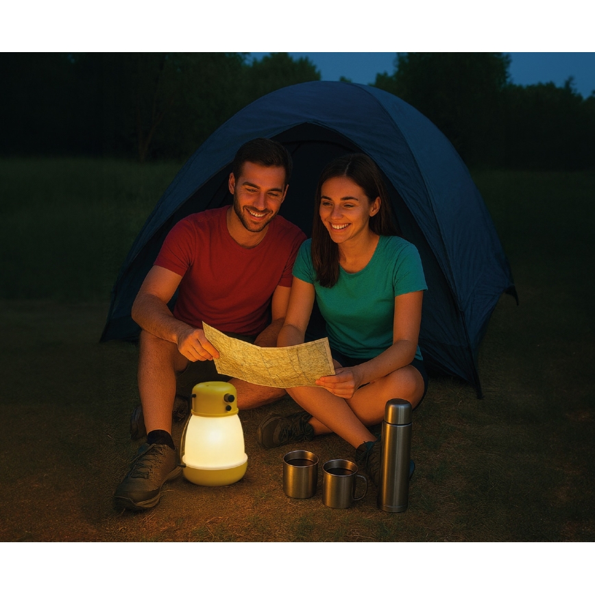 Lampă LED portabilă reîncărcabilă cu dimmer și funcție powerbank LUMINA MINIO LED/5V 1800 mAh IP44, galbenă