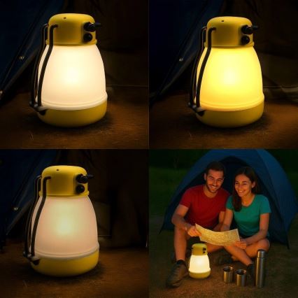 Lampă LED portabilă reîncărcabilă cu dimmer și funcție powerbank LUMINA MINIO LED/5V 1800 mAh IP44, galbenă