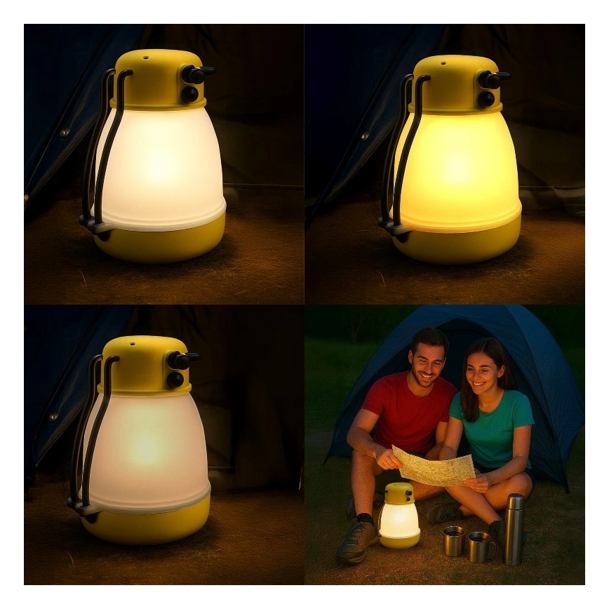 Lampă LED portabilă reîncărcabilă cu dimmer și funcție powerbank LUMINA MINIO LED/5V 1800 mAh IP44, galbenă