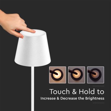 Lampă de podea LED reîncărcabilă reglabilă 3 în 1 LED/4W/5V 4400 mAh 3000K IP54 albă