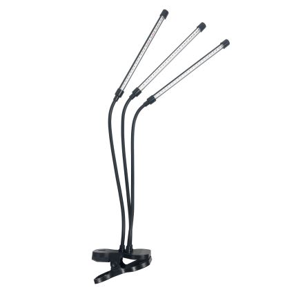 Lampă de birou flexibilă LED reglabilă cu clemă pentru cultivarea plantelor VITARO 3xLED/10W/230V negru