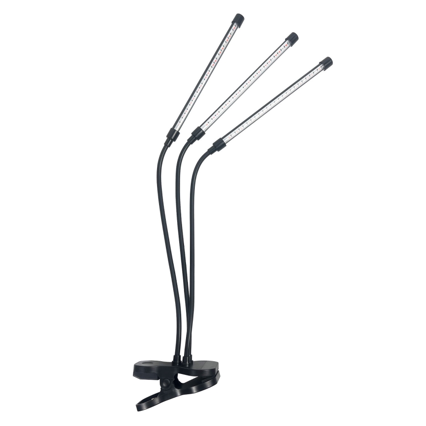 Lampă de birou flexibilă LED reglabilă cu clemă pentru cultivarea plantelor VITARO 3xLED/10W/230V negru