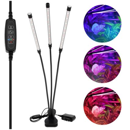 Lampă de birou flexibilă LED reglabilă cu clemă pentru cultivarea plantelor VITARO 3xLED/10W/230V negru