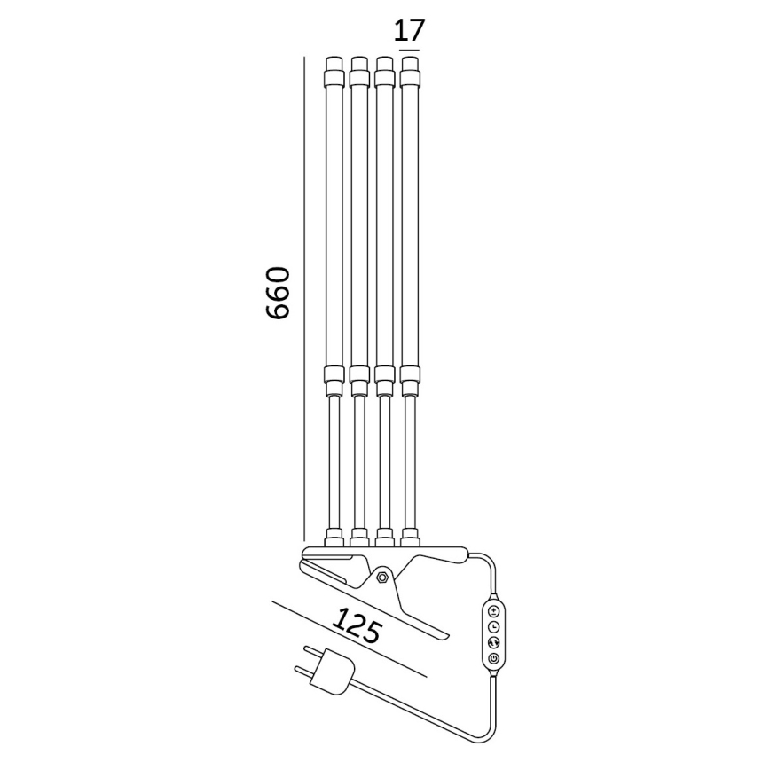 Lampă de birou flexibilă LED reglabilă cu clemă pentru cultivarea plantelor VITARO 4xLED/10W/230V negru