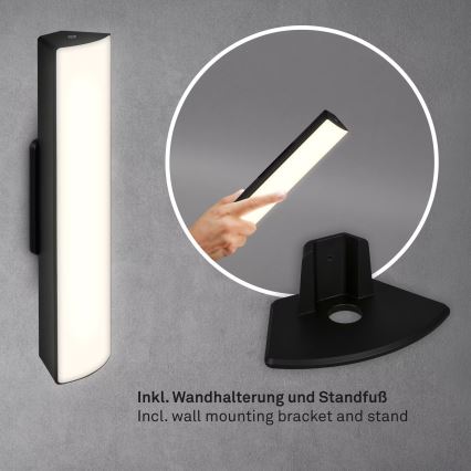 Lampă LED reîncărcabilă tactilă dimabilă de masă de exterior 2 în 1 Briloner 7474-015 LED/7W/5V 2200 mAh USB 3000K IP44 negru
