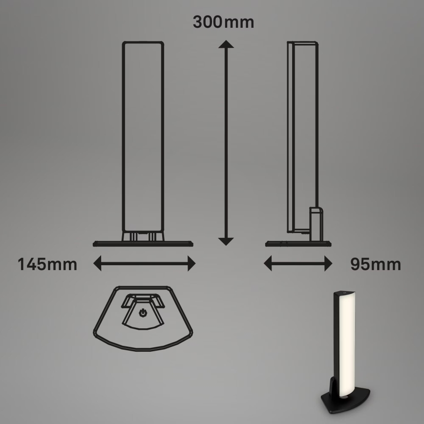 Lampă LED reîncărcabilă tactilă dimabilă de masă de exterior 2 în 1 Briloner 7474-015 LED/7W/5V 2200 mAh USB 3000K IP44 negru