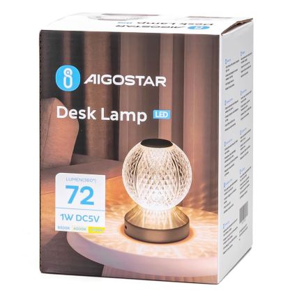 Lampă LED reîncărcabilă dimabilă de masă Aigostar LED/1W/5V 2700/4000/6500K 1800mAh 13,5 cm