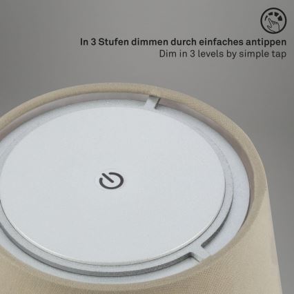 Lampă LED reîncărcabilă dimabilă de masă de exterior Brilo LED/3W/5V IP44 argintiu/bej