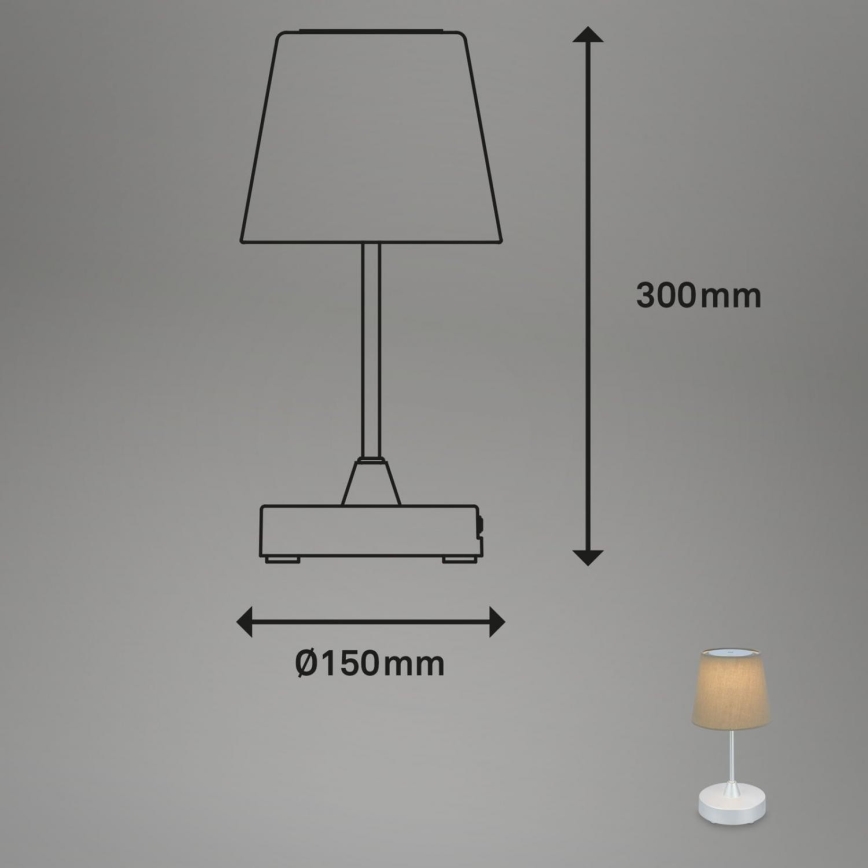 Lampă LED reîncărcabilă dimabilă de masă de exterior Brilo LED/3W/5V IP44 argintiu/bej