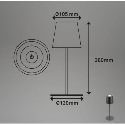 Lampă LED reîncărcabilă dimabilă de masă de exterior 2 în 1 Briloner 7508015 LED/2,5W/5V IP44 antracit