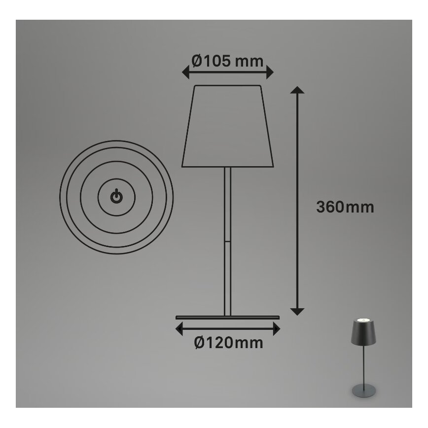 Lampă LED reîncărcabilă dimabilă de masă de exterior 2 în 1 Briloner 7508015 LED/2,5W/5V IP44 antracit