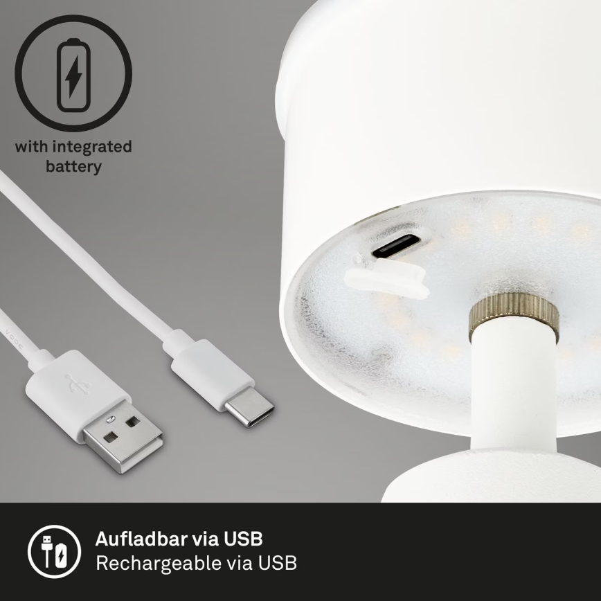 Lampă LED reîncărcabilă dimabilă de masă de exterior Brilo LED/3,5W/5V IP44 alb