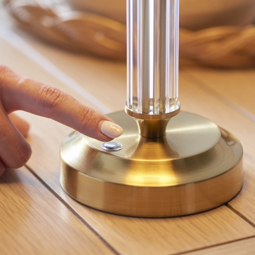 Lampă LED reîncărcabilă dimabilă de masă Endon 114846 MORTON LED/1,5W/5V 3600 mAh alamă/albastru