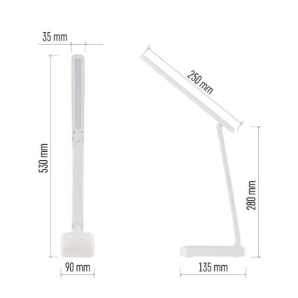 Lampă LED reîncărcabilă dimabilă de masă LED/5W/3,7V 3000K/4000K/6500K 800mAh alb
