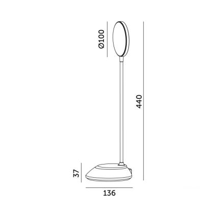 Lampă LED reîncărcabilă dimabilă de masă VISUA LED/5W/5V 3000-5000K 1200 mAh gri
