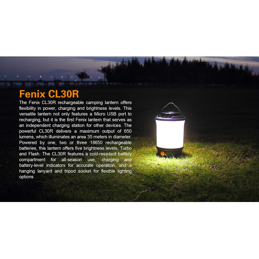 Lampă LED reîncărcabilă portabilă Fenix CL30R LED/USB/6xCR123A IPX7 650 lm 300 h 2600 mAh