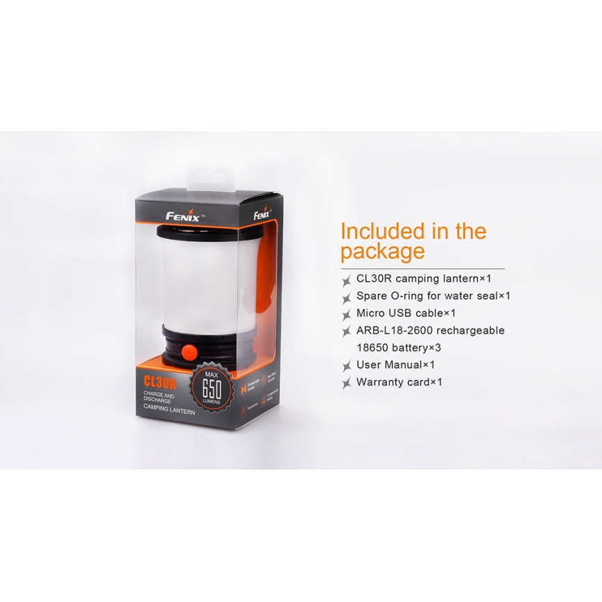Lampă LED reîncărcabilă portabilă Fenix CL30R LED/USB/6xCR123A IPX7 650 lm 300 h 2600 mAh