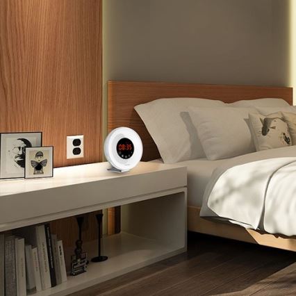 Lampă LED RGB de veghe cu ceas deșteptător și radio FM LED/5W/5V Grundig
