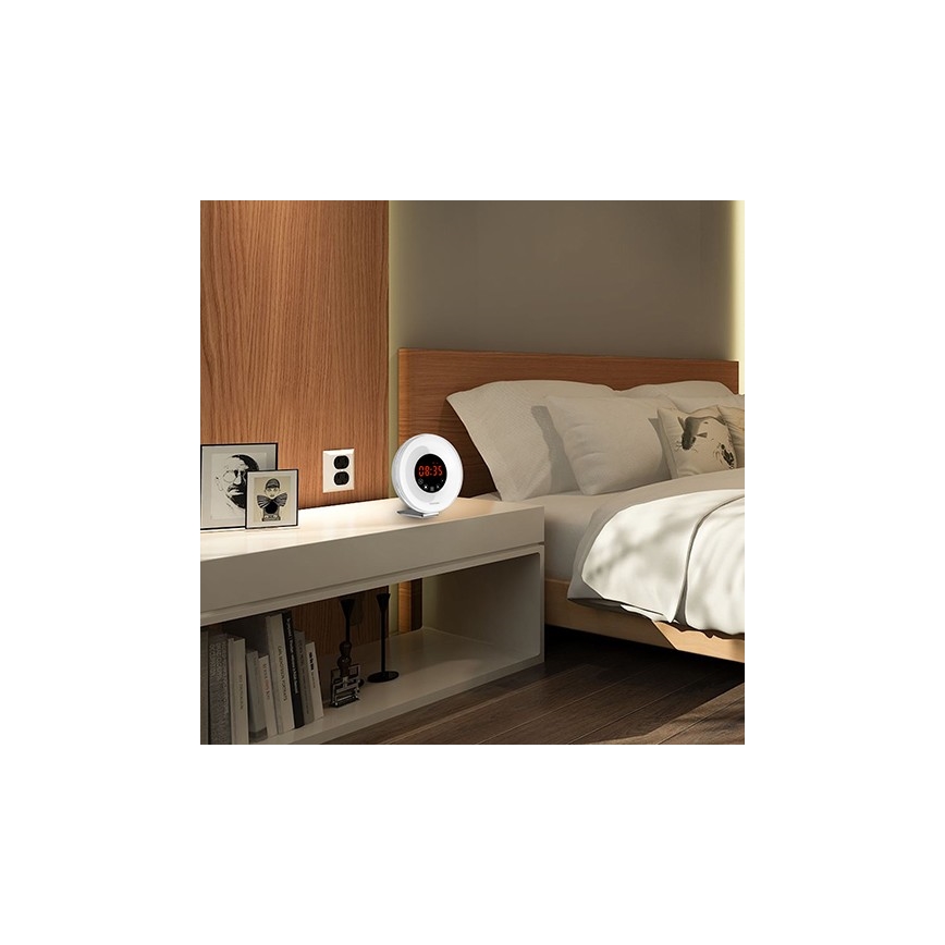 Lampă LED RGB de veghe cu ceas deșteptător și radio FM LED/5W/5V Grundig