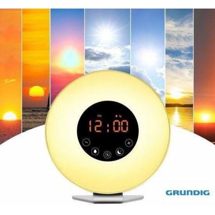 Lampă LED RGB de veghe cu ceas deșteptător și radio FM LED/5W/5V Grundig