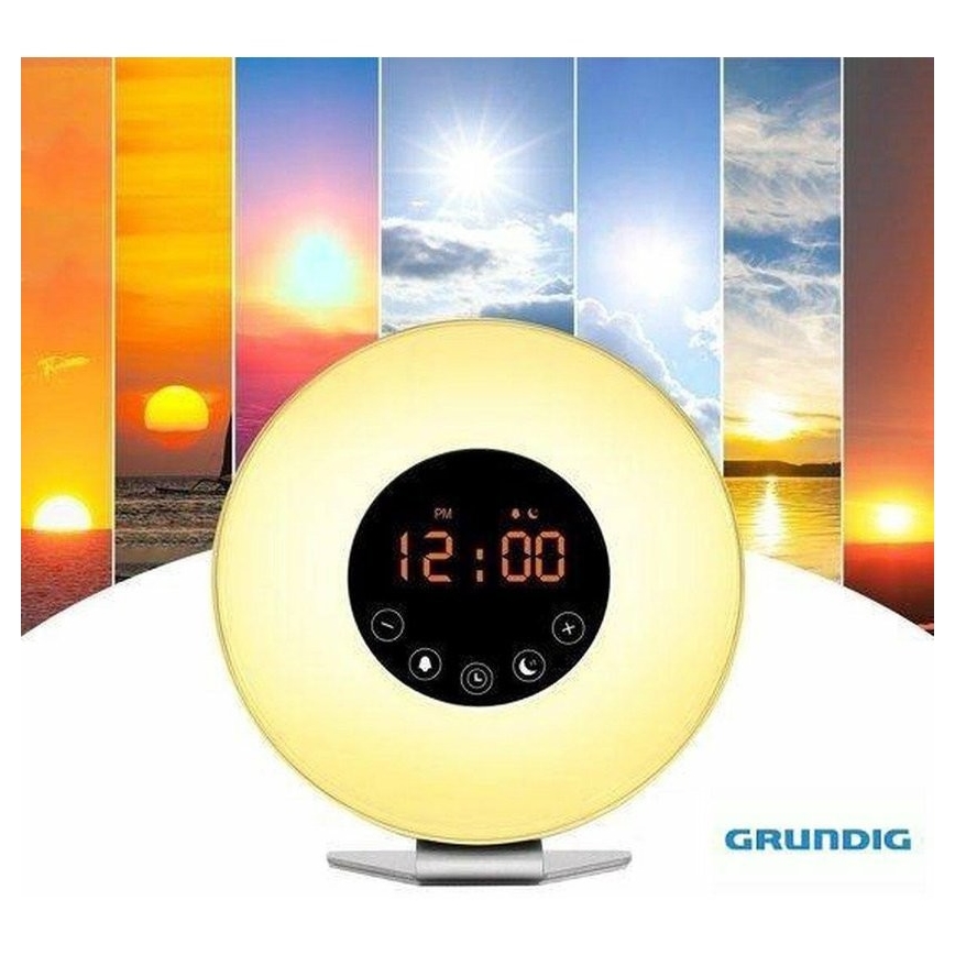 Lampă LED RGB de veghe cu ceas deșteptător și radio FM LED/5W/5V Grundig