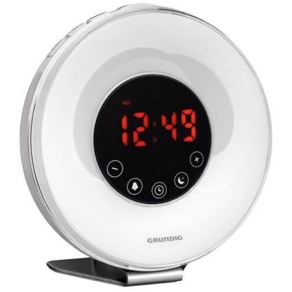 Lampă LED RGB de veghe cu ceas deșteptător și radio FM LED/5W/5V Grundig