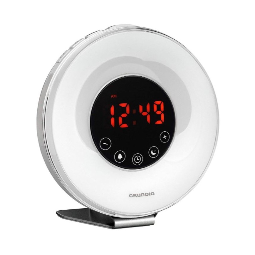 Lampă LED RGB de veghe cu ceas deșteptător și radio FM LED/5W/5V Grundig