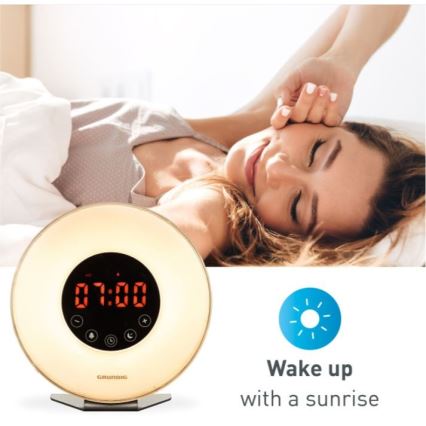 Lampă LED RGB de veghe cu ceas deșteptător și radio FM LED/5W/5V Grundig