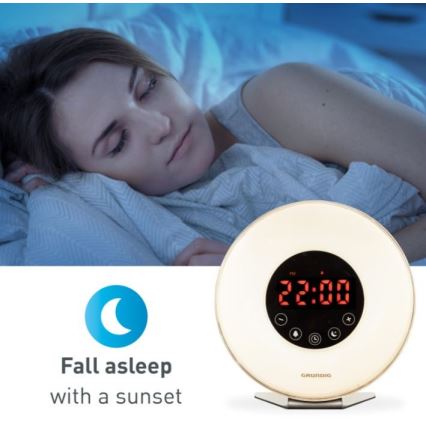 Lampă LED RGB de veghe cu ceas deșteptător și radio FM LED/5W/5V Grundig