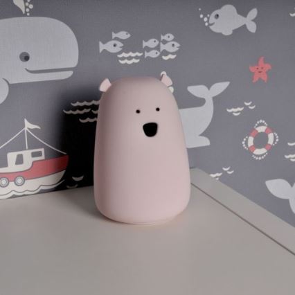 Lampă LED RGB pentru copii cu senzor tactil BEAR LED/0,8W/5V roz + USB