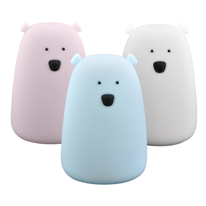 Lampă LED RGB pentru copii cu senzor tactil BEAR LED/0,8W/5V roz + USB