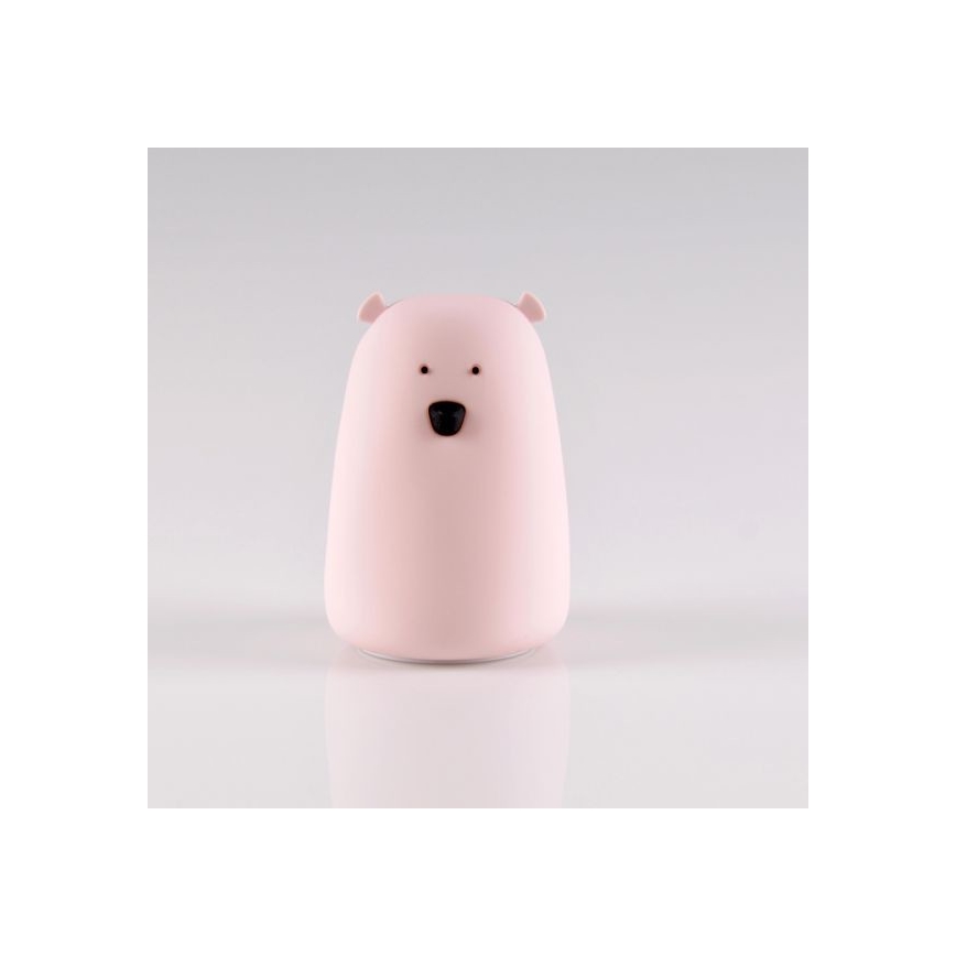Lampă LED RGB pentru copii cu senzor tactil BEAR LED/0,8W/5V roz + USB