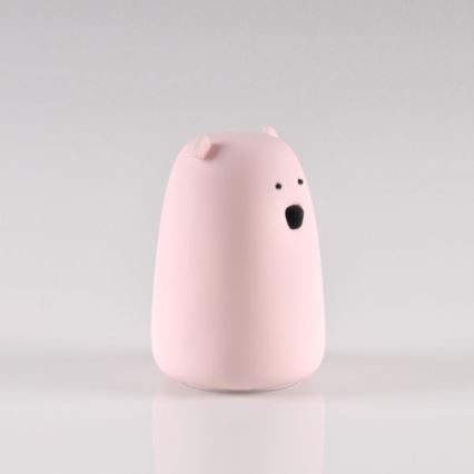 Lampă LED RGB pentru copii cu senzor tactil BEAR LED/0,8W/5V roz + USB