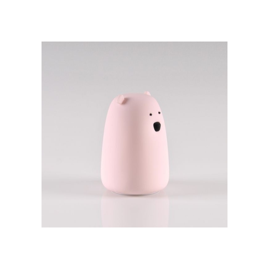 Lampă LED RGB pentru copii cu senzor tactil BEAR LED/0,8W/5V roz + USB