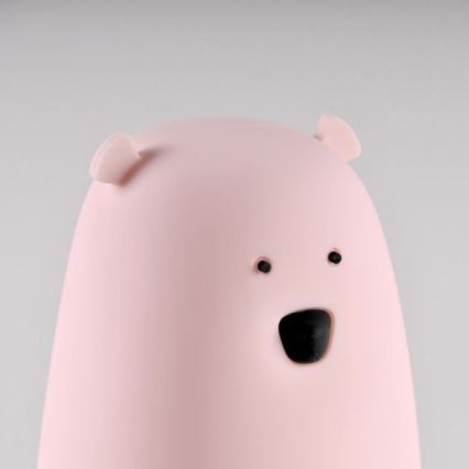 Lampă LED RGB pentru copii cu senzor tactil BEAR LED/0,8W/5V roz + USB