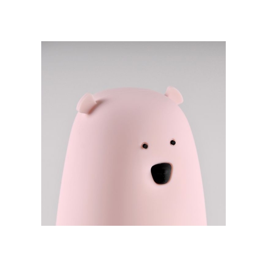 Lampă LED RGB pentru copii cu senzor tactil BEAR LED/0,8W/5V roz + USB