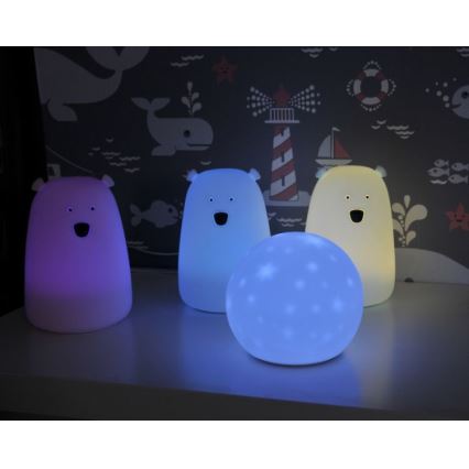 Lampă LED RGB pentru copii cu senzor tactil BEAR LED/0,8W/5V roz + USB