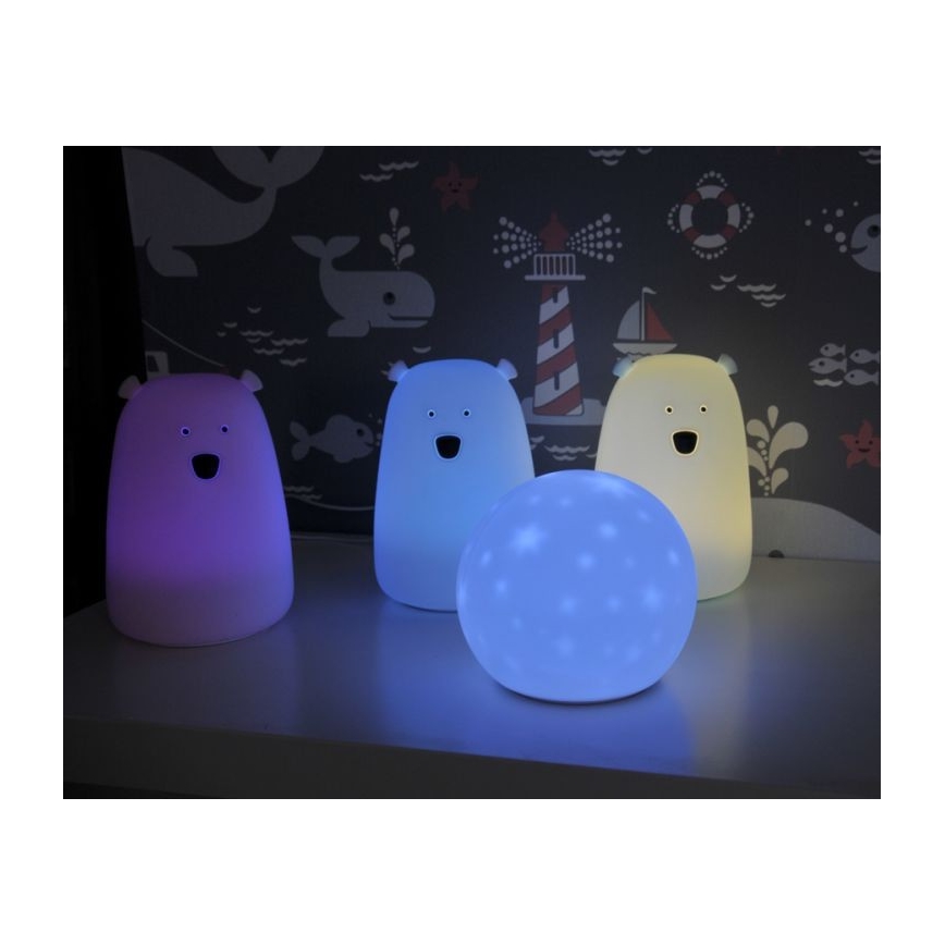 Lampă LED RGB pentru copii cu senzor tactil BEAR LED/0,8W/5V roz + USB
