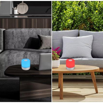 Lampă LED RGB reîncărcabilă de masă de exterior Briloner 7462014 LED/1,5W/5V IP44 crom mat