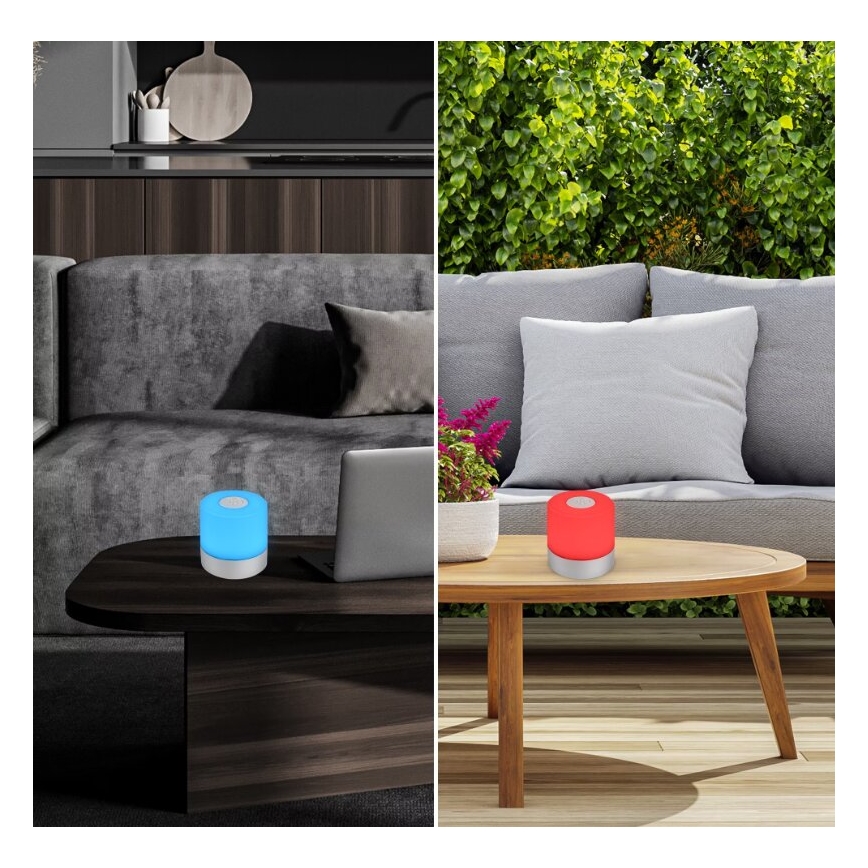 Lampă LED RGB reîncărcabilă de masă de exterior Briloner 7462014 LED/1,5W/5V IP44 crom mat