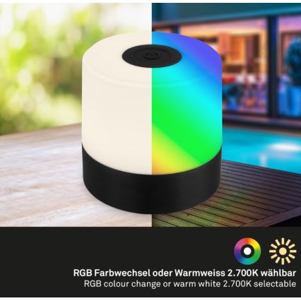 Lampă LED RGB reîncărcabilă de masă de exterior Briloner 7462015 LED/1,5W/5V IP44 negru