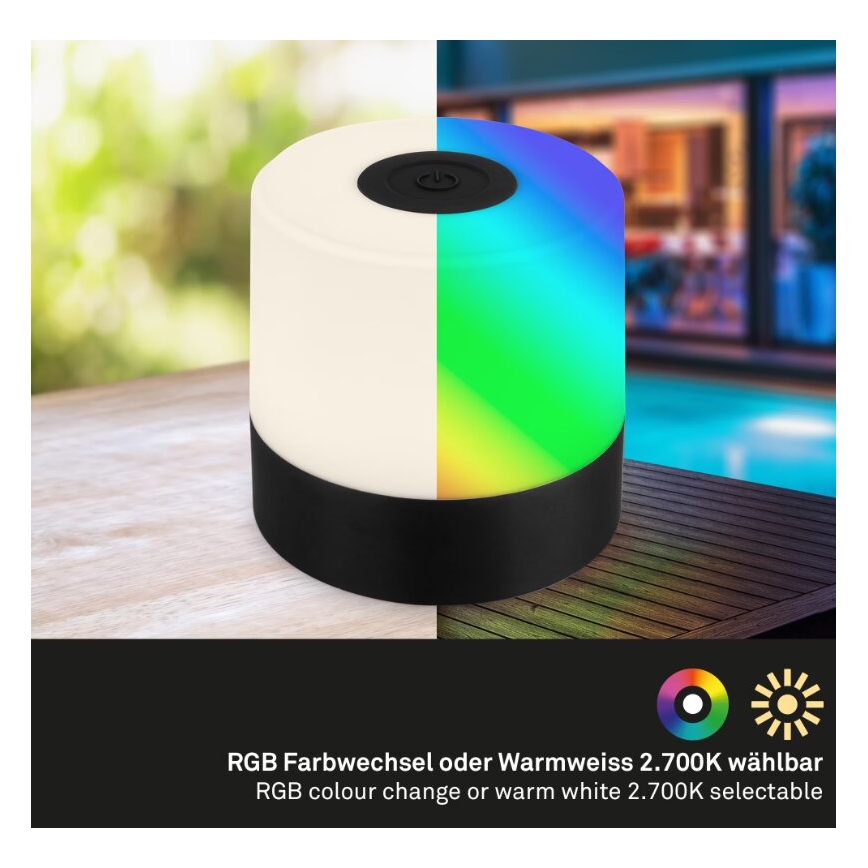 Lampă LED RGB reîncărcabilă de masă de exterior Briloner 7462015 LED/1,5W/5V IP44 negru