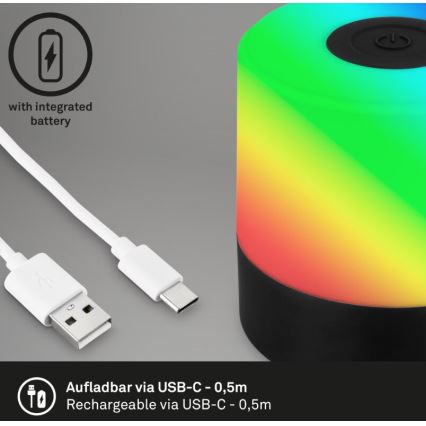 Lampă LED RGB reîncărcabilă de masă de exterior Briloner 7462015 LED/1,5W/5V IP44 negru